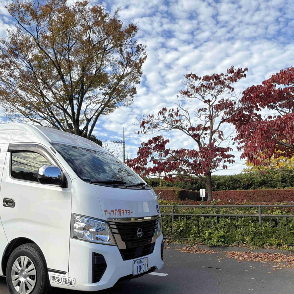紅葉とアップ介護タクシー